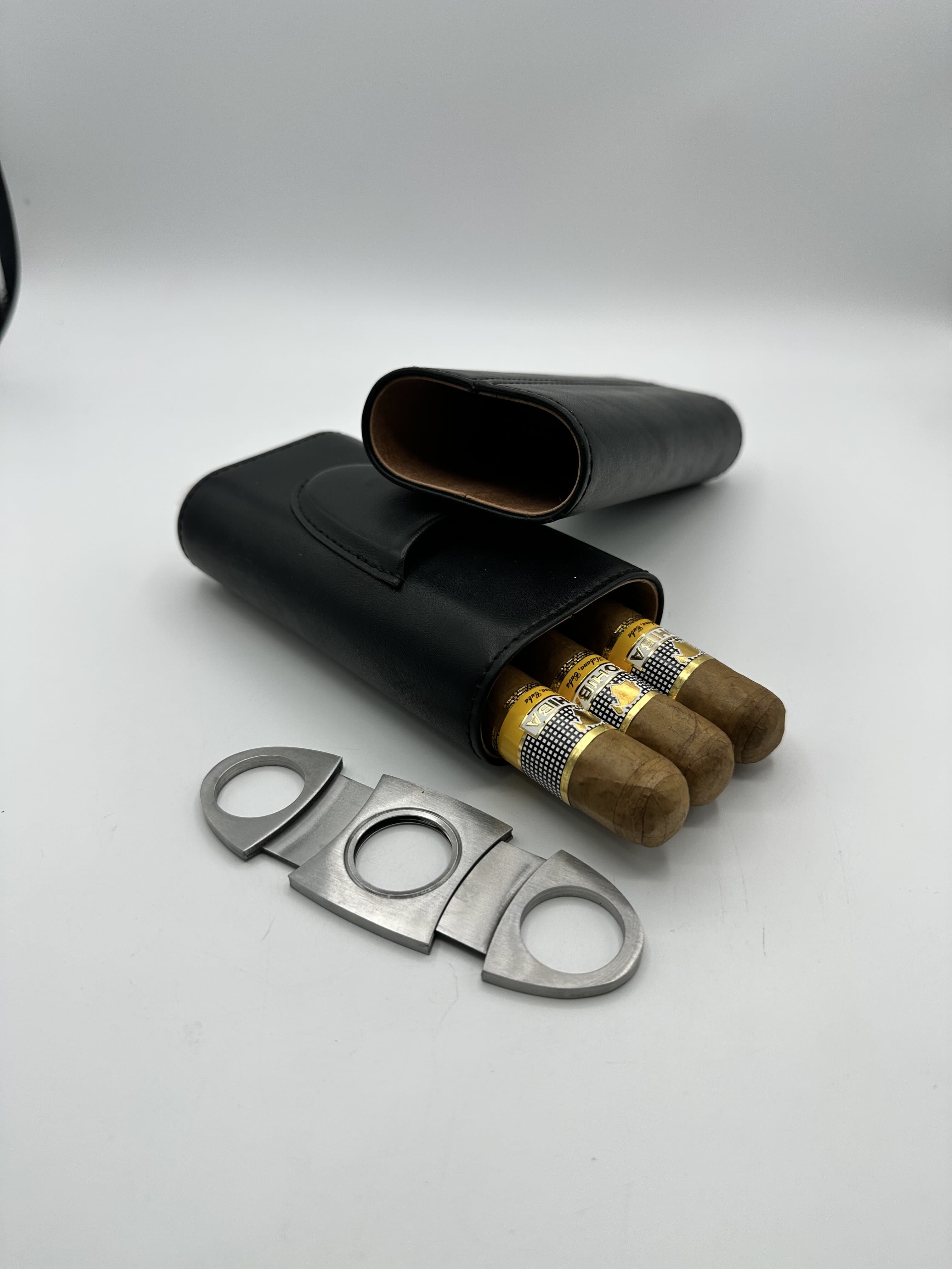 Leather Cigar Case + Cutter Set