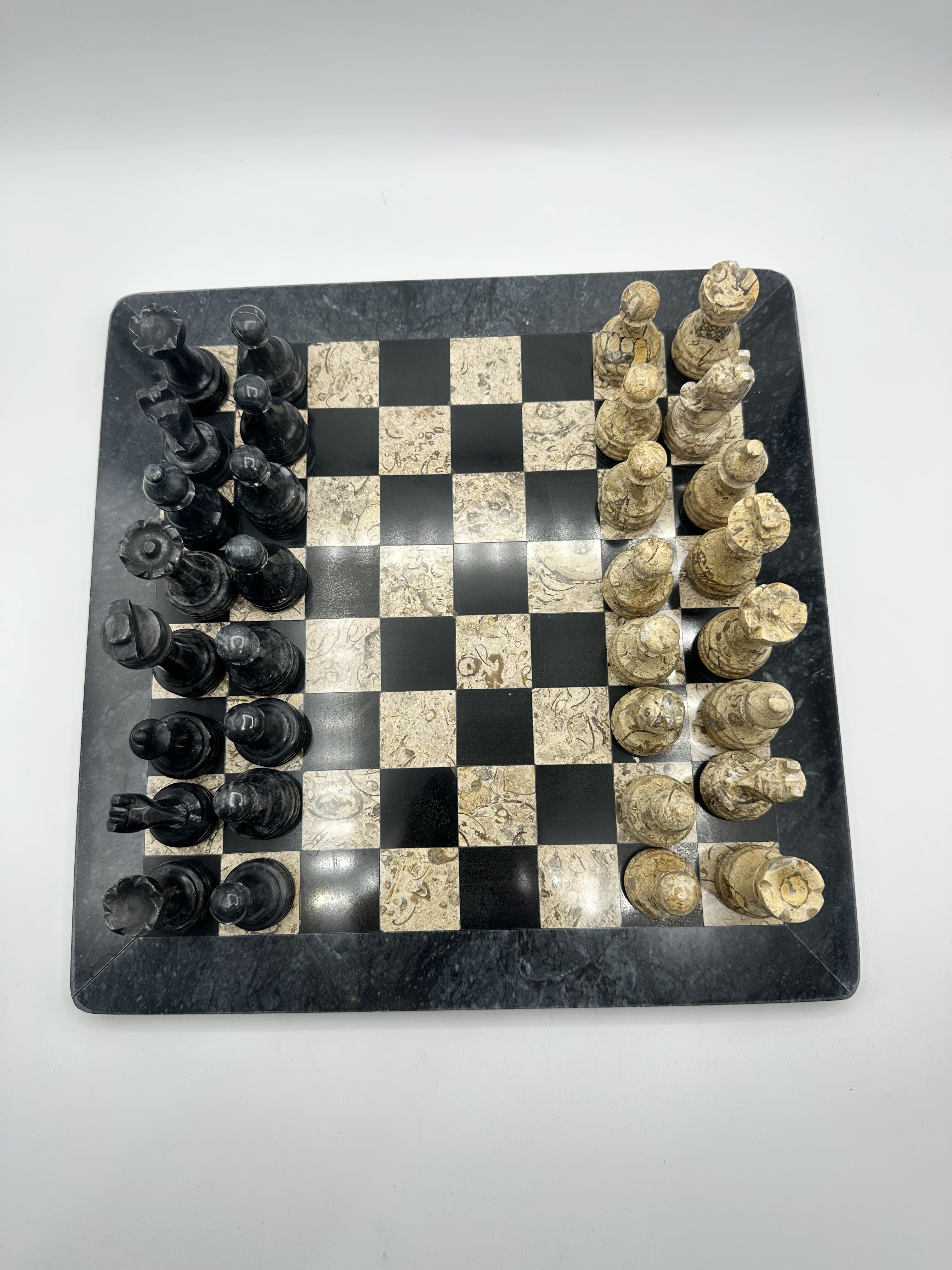 Marble Chess Set — Black & Coral Edition
