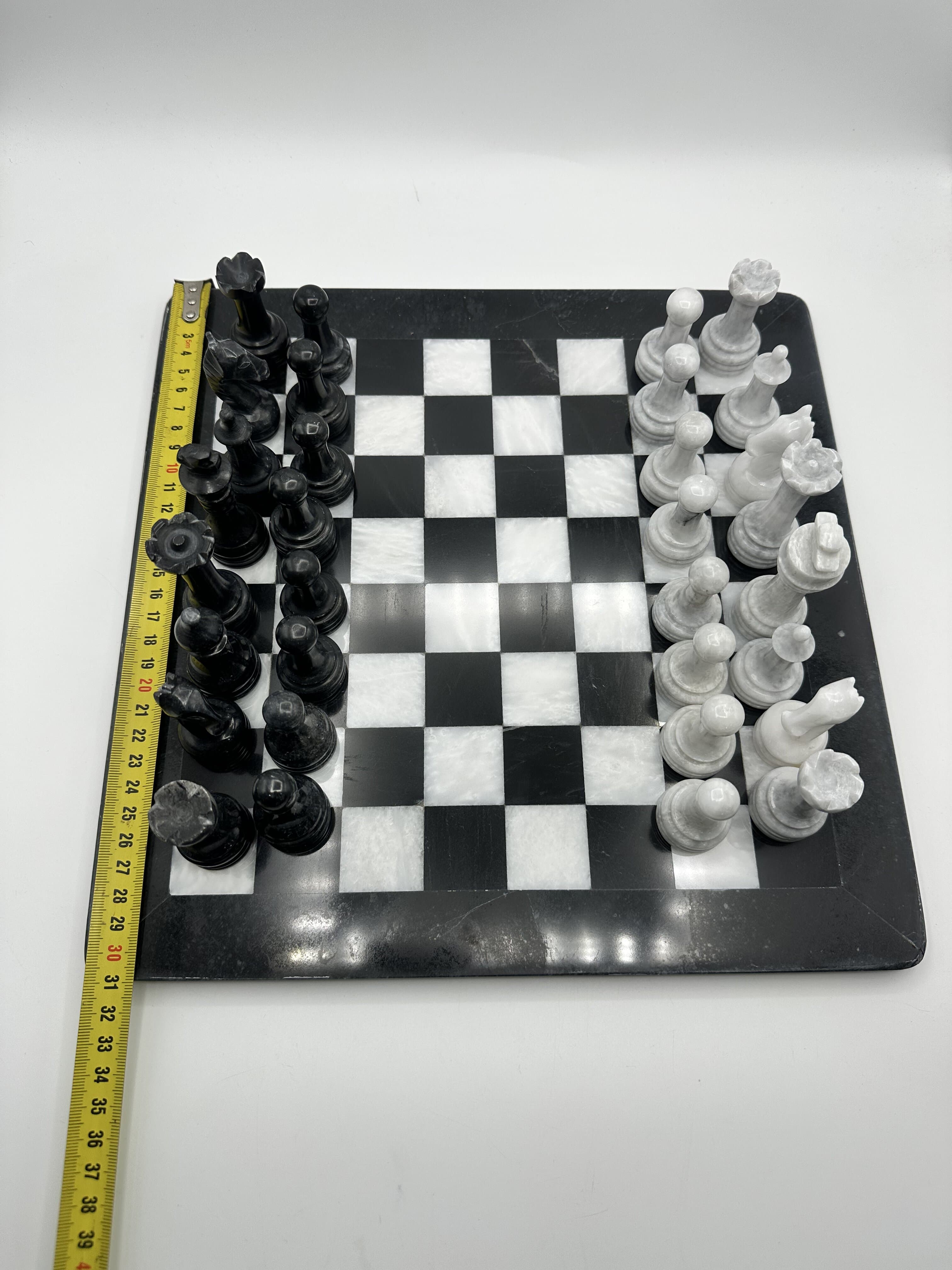 Marble Chess Set — Black & White Edition